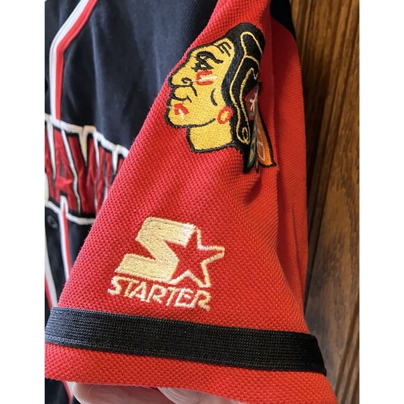 Rare Vintage Women's‎ NHL Chicago Blackhawk's Hockey Knit Baseball Shirt Size M - Picture 4 of 6